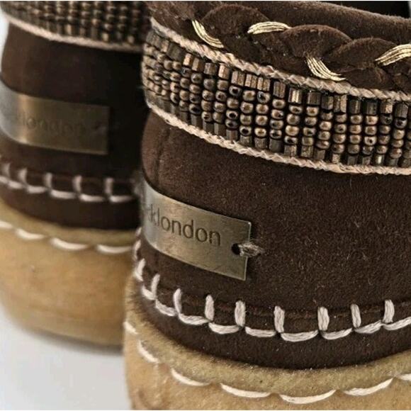 Laidback London Beaded Erku Chukka Moccasins Brown Suede Sz 38 US 7.5 New In Box - Picture 7 of 13